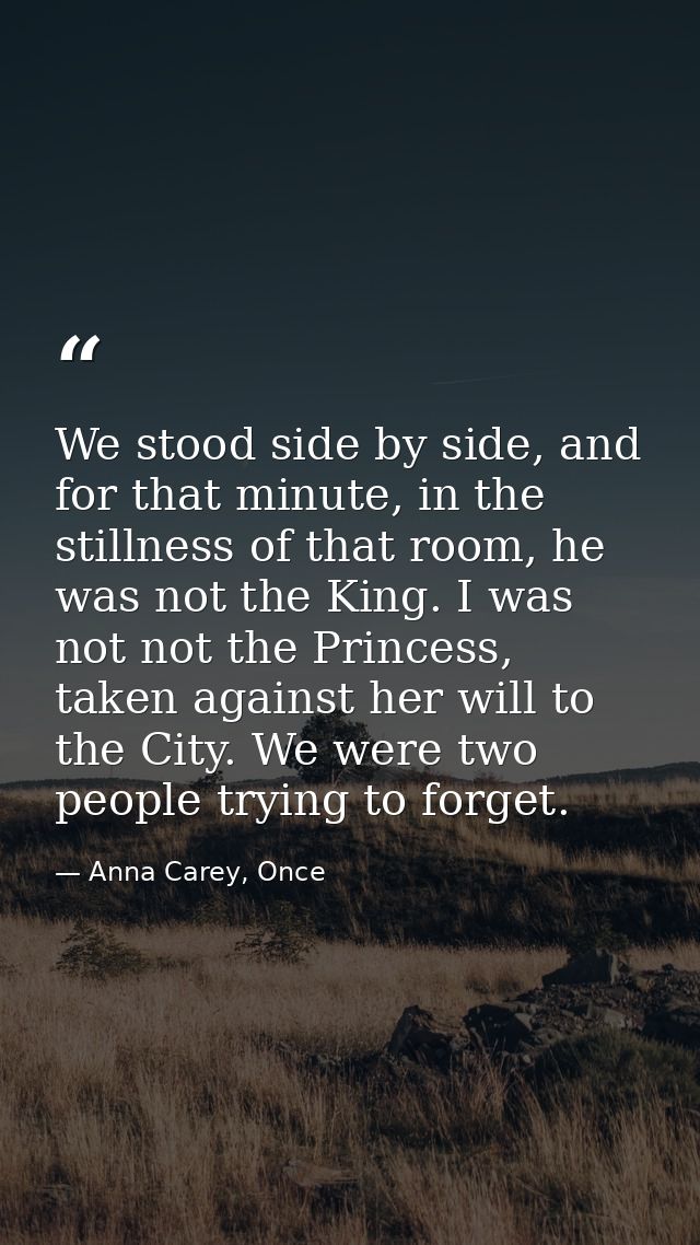 We stood side by side, and for that minute, in the stillness of that room, he was not the King. I was not not the Prince — Anna Carey, Once