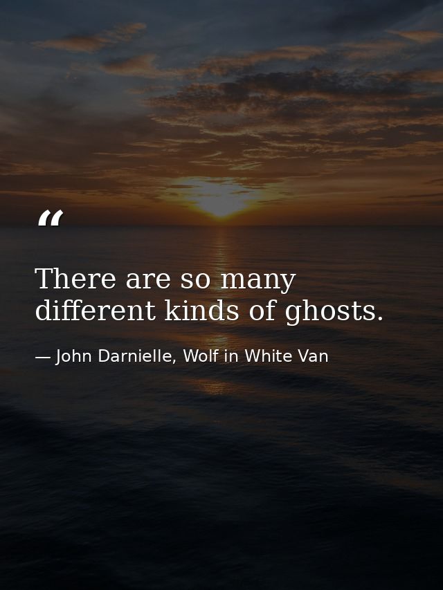 There are so many different kinds of ghosts. — John Darnielle, Wolf in White Van