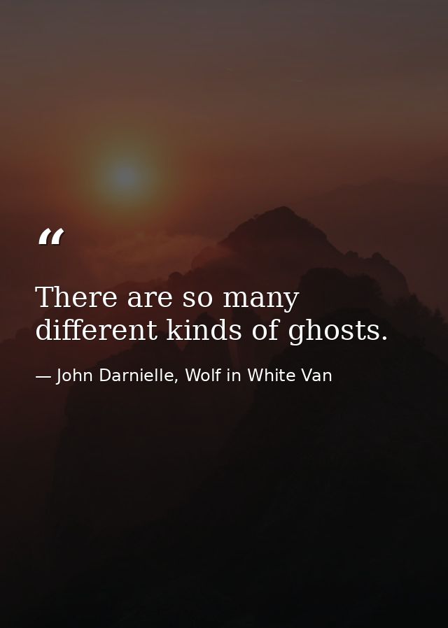 There are so many different kinds of ghosts. — John Darnielle, Wolf in White Van