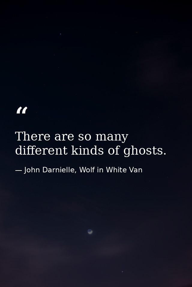 There are so many different kinds of ghosts. — John Darnielle, Wolf in White Van