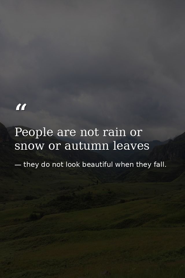 People are not rain or snow or autumn leaves — they do not look beautiful when they fall.
