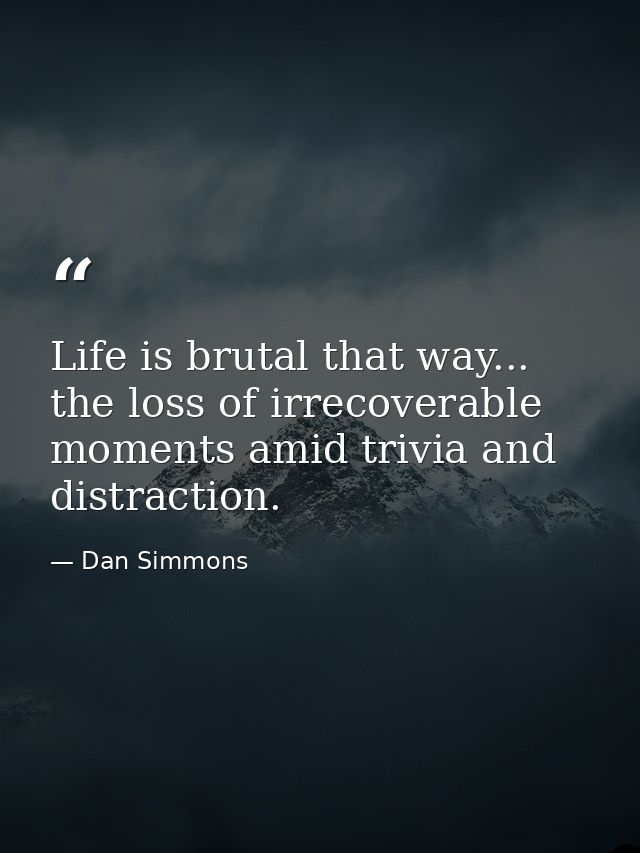 Life is brutal that way... the loss of irrecoverable moments amid trivia and distraction. — Dan Simmons