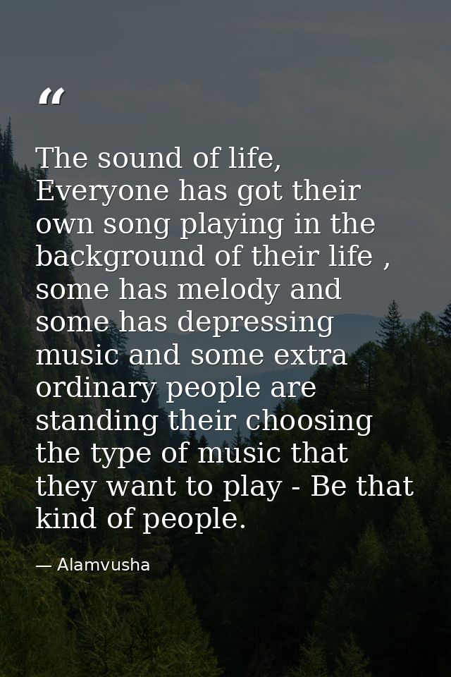The sound of life, Everyone has got their own song playing in the background of their life , some has melody and some ha — Alamvusha