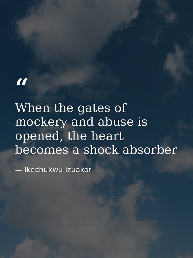 When the gates of mockery and abuse is opened, the heart becomes a shock absorber — Ikechukwu Izuakor