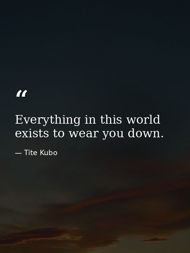Everything in this world exists to wear you down. — Tite Kubo