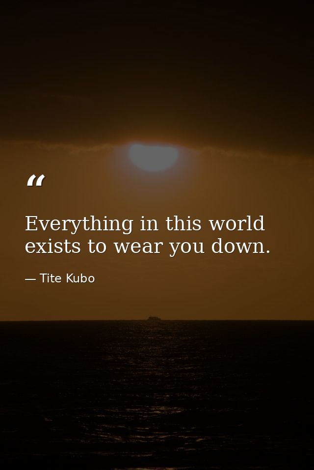 Everything in this world exists to wear you down. — Tite Kubo