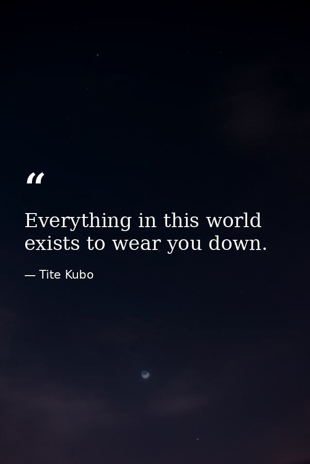 Everything in this world exists to wear you down. — Tite Kubo