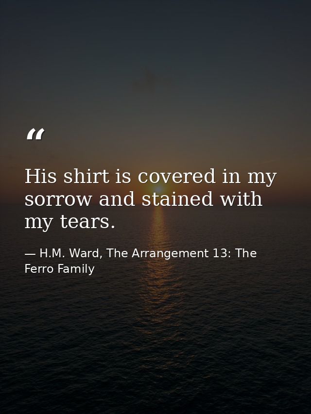 His shirt is covered in my sorrow and stained with my tears. — H.M. Ward, The Arrangement 13: The Ferro Family