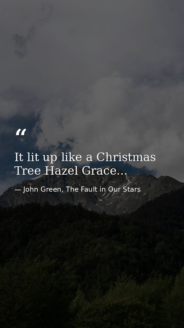 It lit up like a Christmas Tree Hazel Grace... — John Green, The Fault in Our Stars