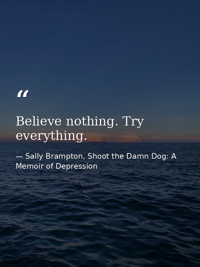 Believe nothing. Try everything. — Sally Brampton, Shoot the Damn Dog: A Memoir of Depression