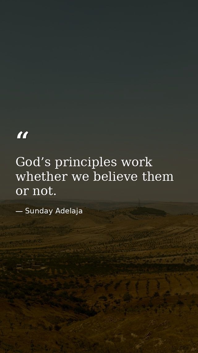 God’s principles work whether we believe them or not. — Sunday Adelaja