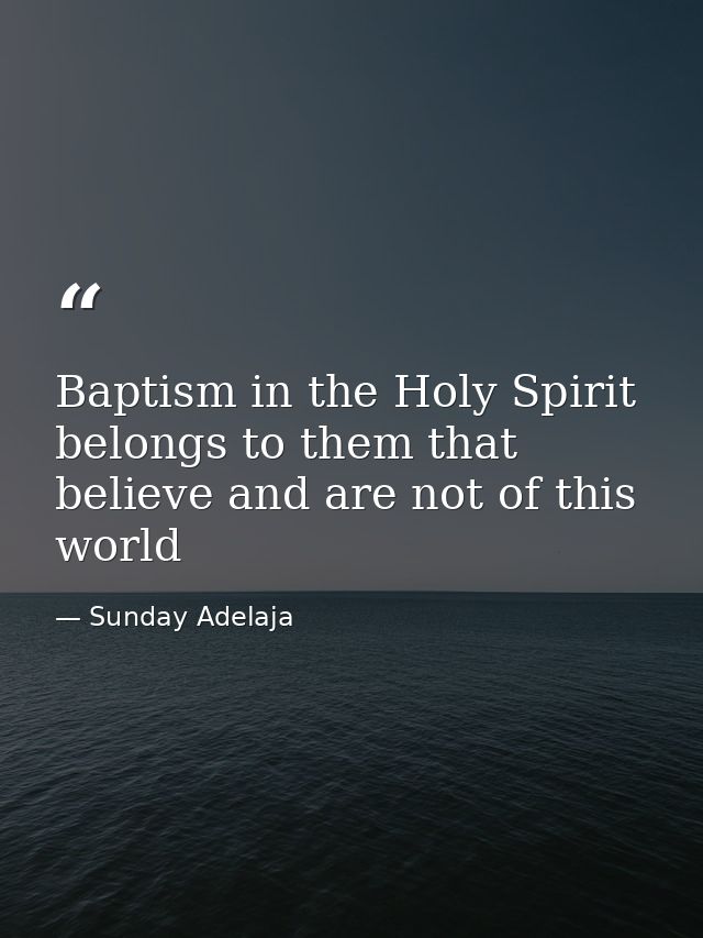 Baptism in the Holy Spirit belongs to them that believe and are not of this world — Sunday Adelaja