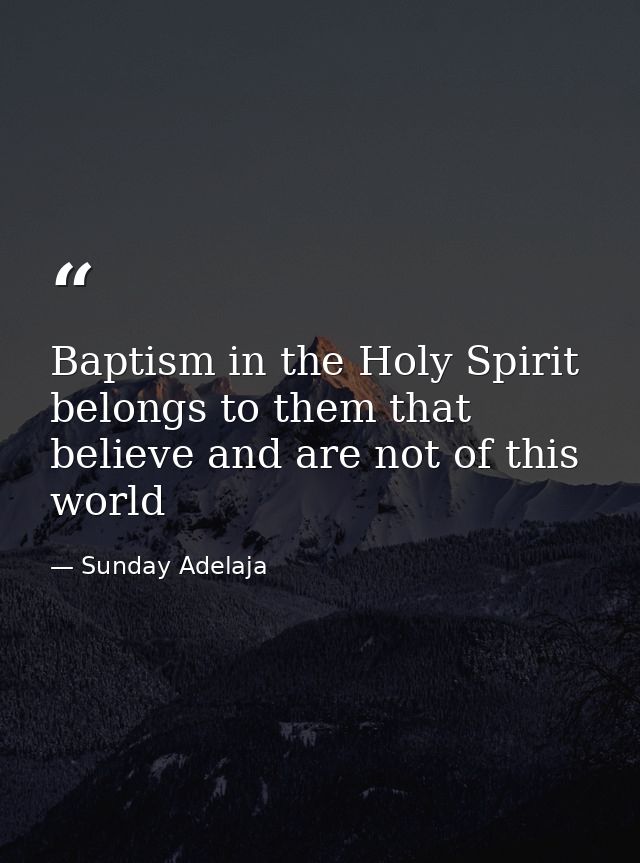 Baptism in the Holy Spirit belongs to them that believe and are not of this world — Sunday Adelaja
