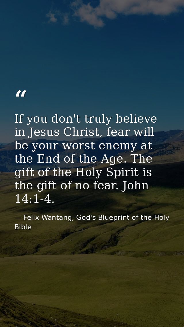 If you don't truly believe in Jesus Christ, fear will be your worst enemy at the End of the Age. The gift of the Holy Sp — Felix Wantang, God's Blueprint of the Holy Bible