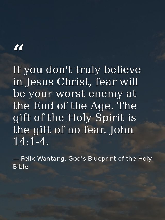 If you don't truly believe in Jesus Christ, fear will be your worst enemy at the End of the Age. The gift of the Holy Sp — Felix Wantang, God's Blueprint of the Holy Bible