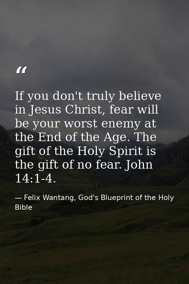 If you don't truly believe in Jesus Christ, fear will be your worst enemy at the End of the Age. The gift of the Holy Sp — Felix Wantang, God's Blueprint of the Holy Bible