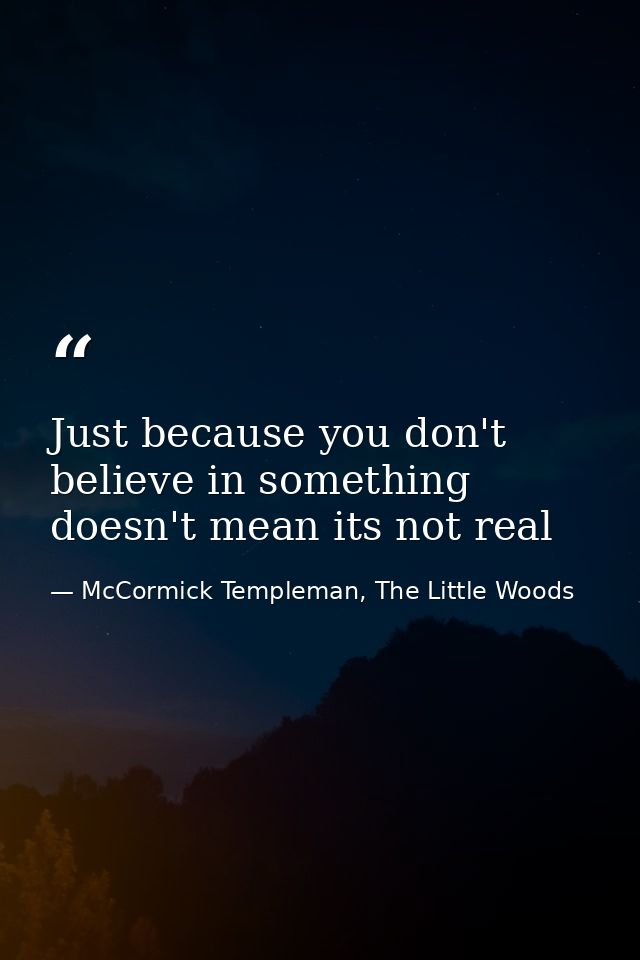 Just because you don't believe in something doesn't mean its not real — McCormick Templeman, The Little Woods
