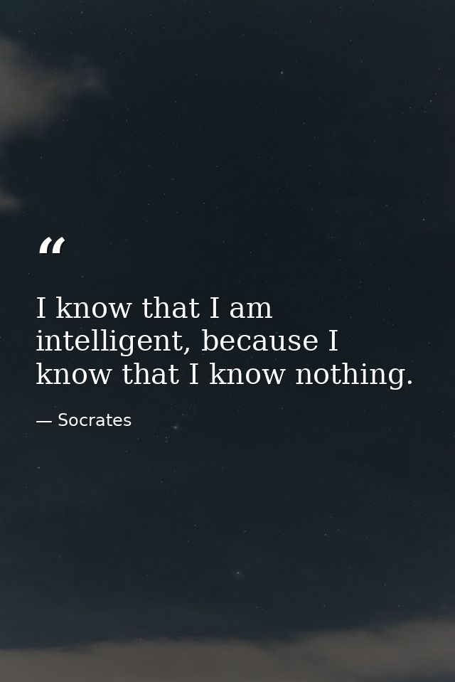 I know that I am intelligent, because I know that I know nothing. — Socrates