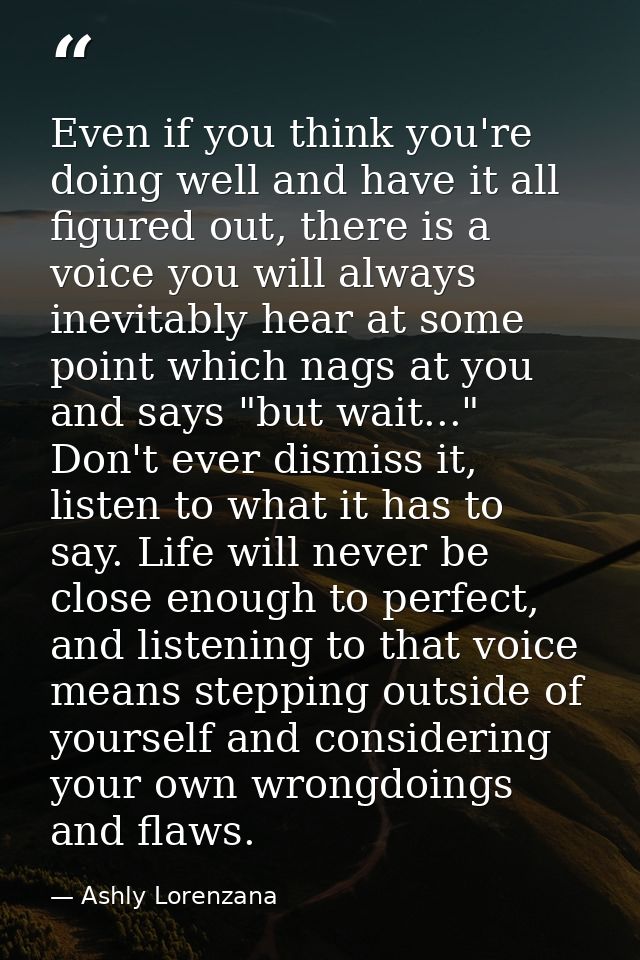 Even if you think you're doing well and have it all figured out, there is a voice you will always inevitably hear at som — Ashly Lorenzana