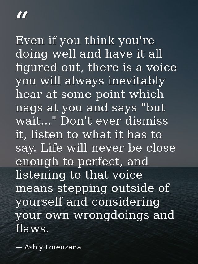 Even if you think you're doing well and have it all figured out, there is a voice you will always inevitably hear at som — Ashly Lorenzana