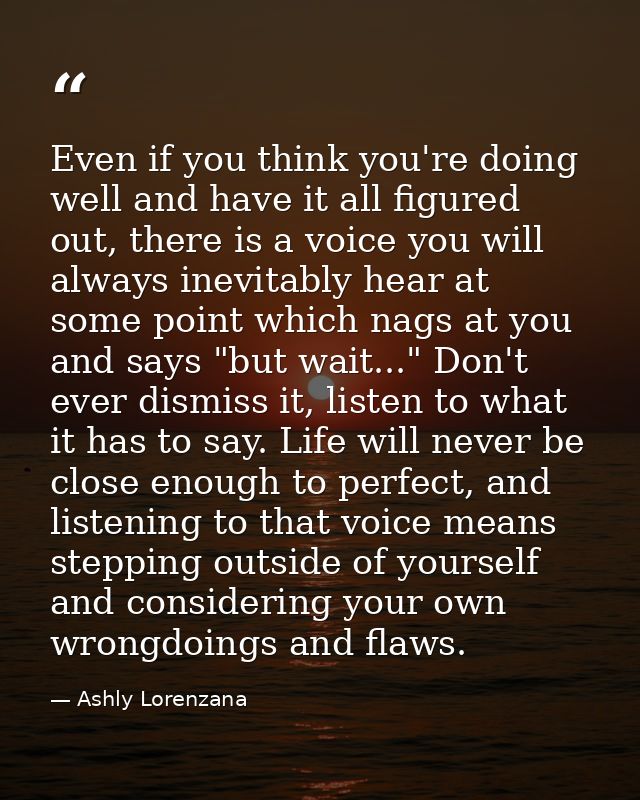 Even if you think you're doing well and have it all figured out, there is a voice you will always inevitably hear at som — Ashly Lorenzana