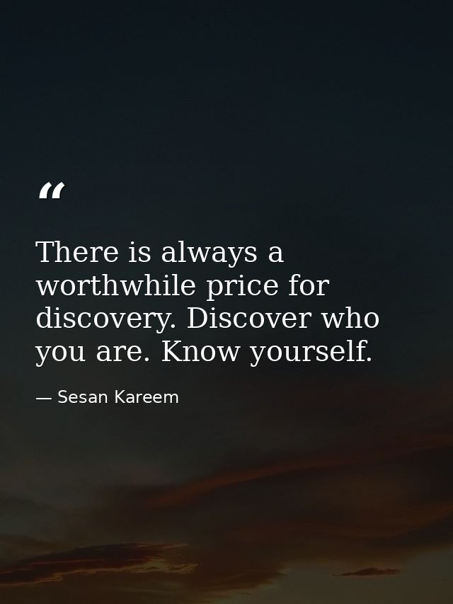 There is always a worthwhile price for discovery. Discover who you are. Know yourself. — Sesan Kareem