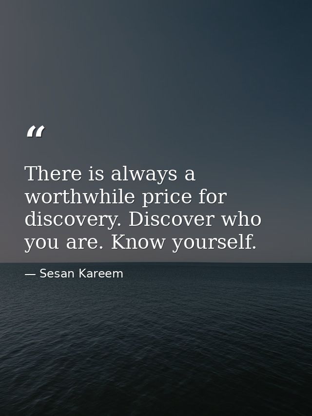 There is always a worthwhile price for discovery. Discover who you are. Know yourself. — Sesan Kareem