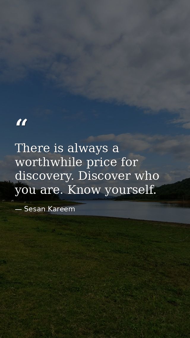 There is always a worthwhile price for discovery. Discover who you are. Know yourself. — Sesan Kareem