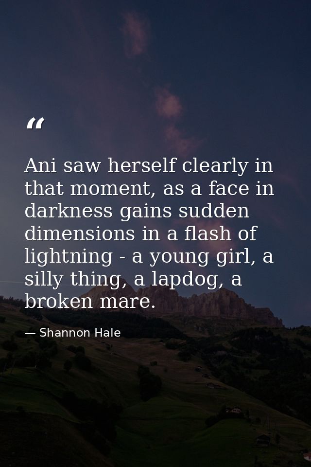 Ani saw herself clearly in that moment, as a face in darkness gains sudden dimensions in a flash of lightning - a young  — Shannon Hale