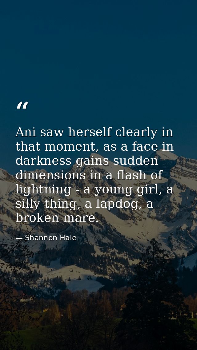 Ani saw herself clearly in that moment, as a face in darkness gains sudden dimensions in a flash of lightning - a young  — Shannon Hale