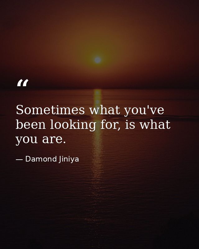 Sometimes what you've been looking for, is what you are. — Damond Jiniya