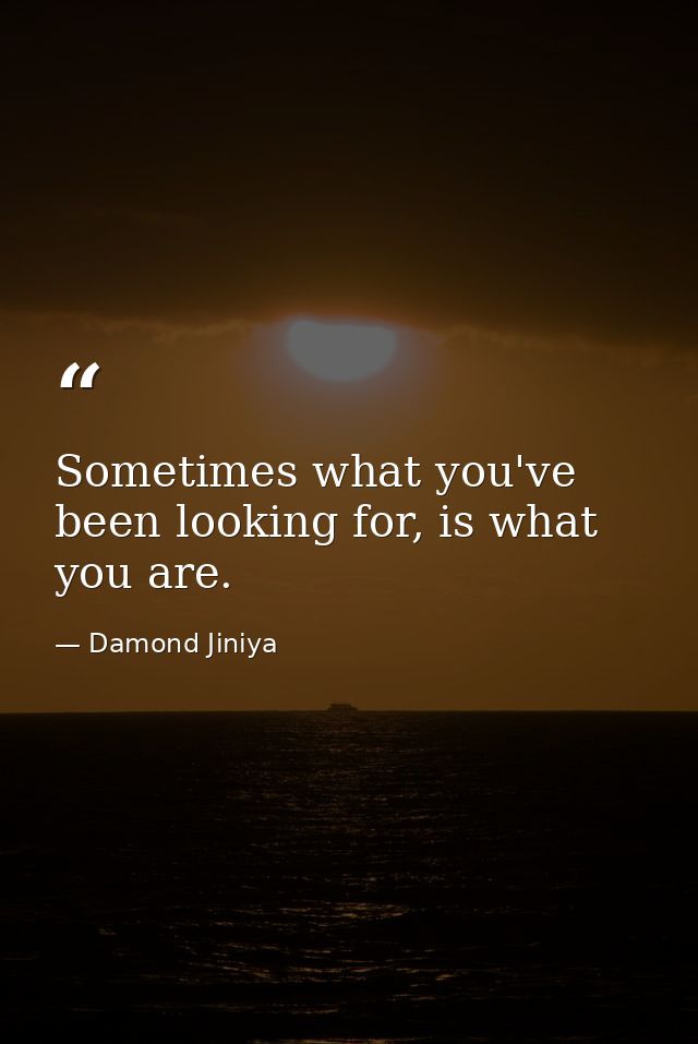 Sometimes what you've been looking for, is what you are. — Damond Jiniya