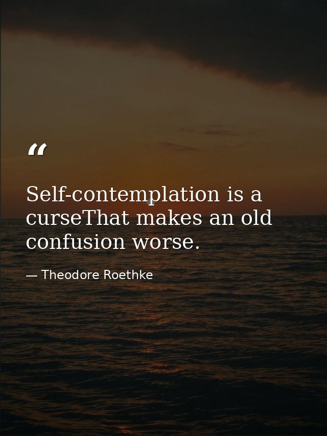 Self-contemplation is a curseThat makes an old confusion worse. — Theodore Roethke