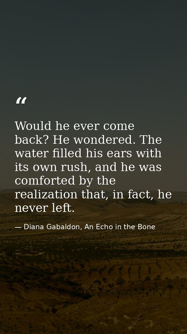 Would he ever come back? He wondered. The water filled his ears with its own rush, and he was comforted by the realizati — Diana Gabaldon, An Echo in the Bone