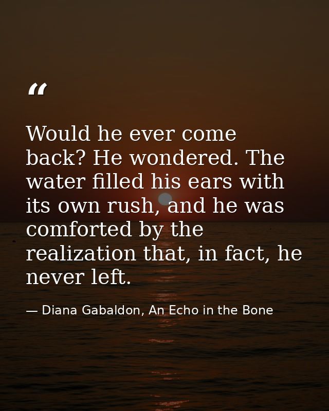 Would he ever come back? He wondered. The water filled his ears with its own rush, and he was comforted by the realizati — Diana Gabaldon, An Echo in the Bone