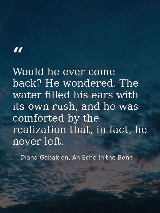 Would he ever come back? He wondered. The water filled his ears with its own rush, and he was comforted by the realizati — Diana Gabaldon, An Echo in the Bone