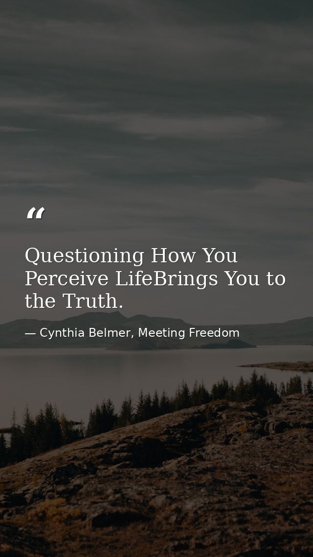 Questioning How You Perceive LifeBrings You to the Truth. — Cynthia Belmer, Meeting Freedom