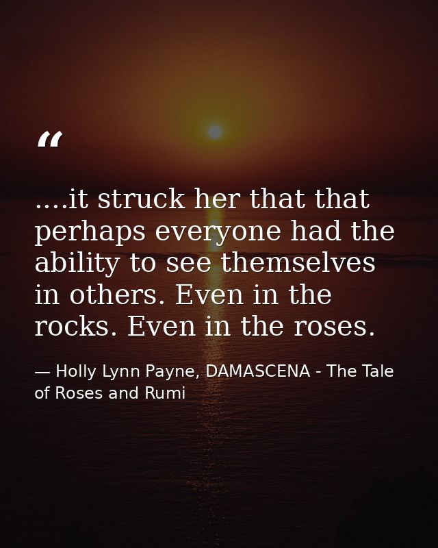 ....it struck her that that perhaps everyone had the ability to see themselves in others. Even in the rocks. Even in the — Holly Lynn Payne, DAMASCENA - The Tale of Roses and Rumi
