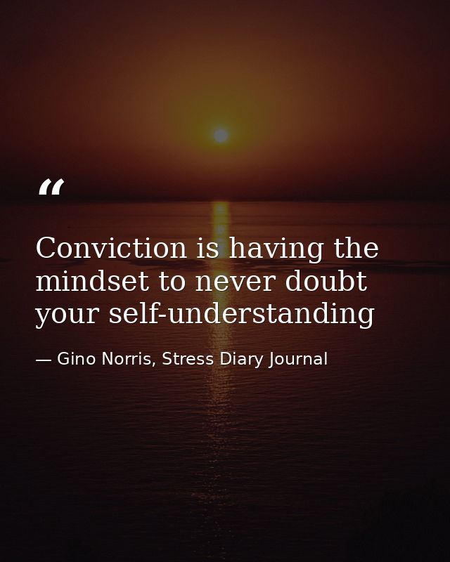 Conviction is having the mindset to never doubt your self-understanding — Gino Norris, Stress Diary Journal