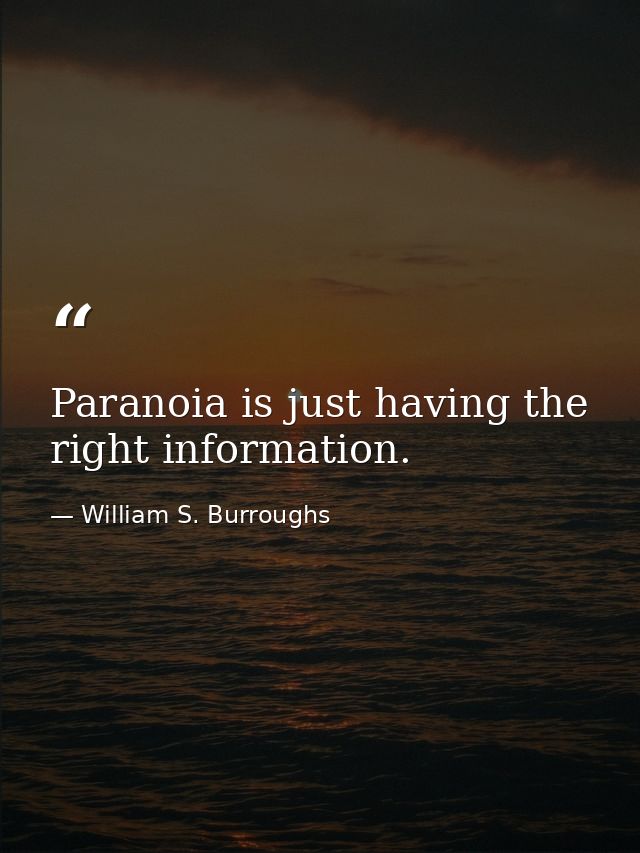 Paranoia is just having the right information. — William S. Burroughs