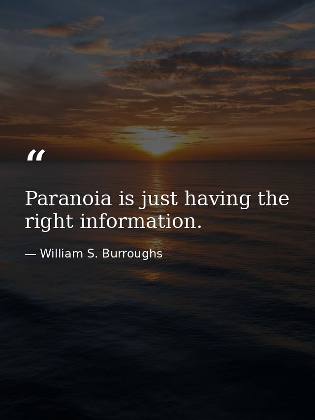 Paranoia is just having the right information. — William S. Burroughs