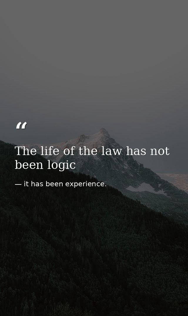 The life of the law has not been logic — it has been experience.
