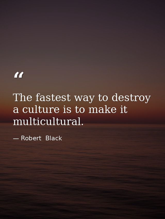 The fastest way to destroy a culture is to make it multicultural. — Robert  Black