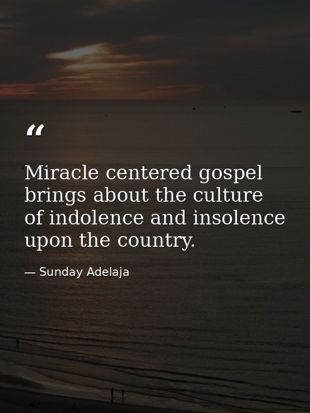 Miracle centered gospel brings about the culture of indolence and insolence upon the country. — Sunday Adelaja