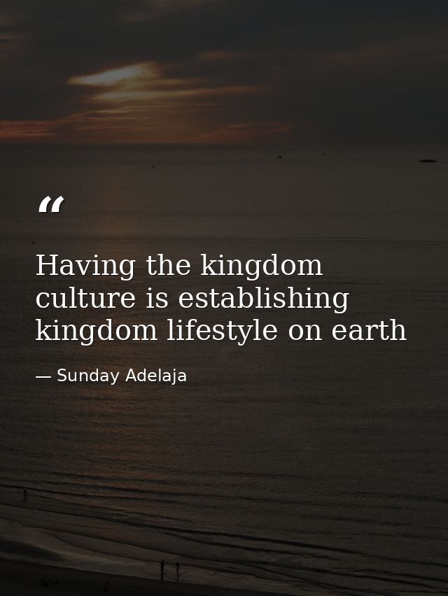 Having the kingdom culture is establishing kingdom lifestyle on earth — Sunday Adelaja