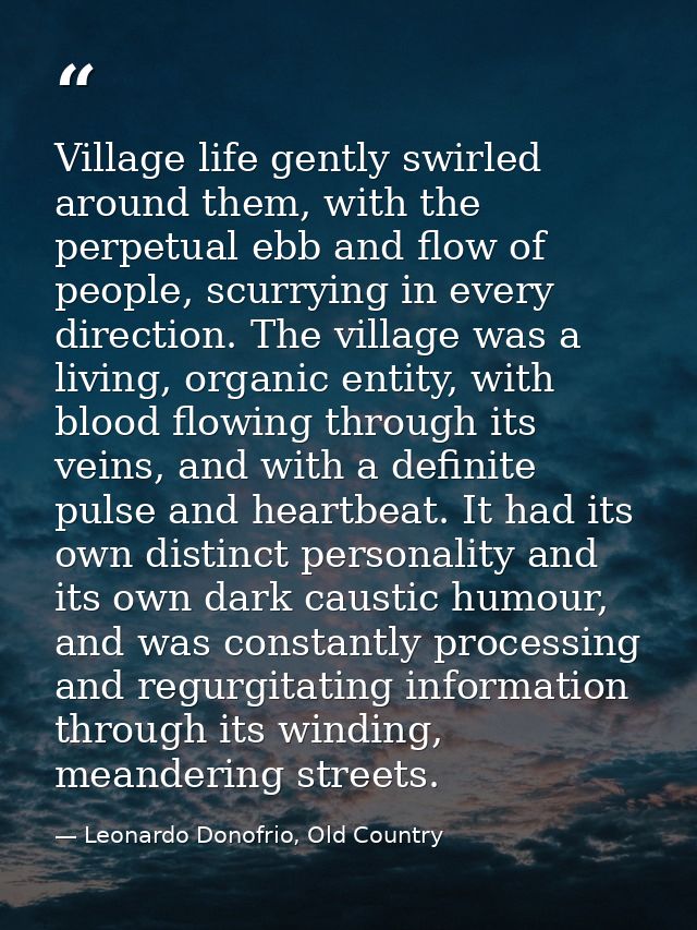 Village life gently swirled around them, with the perpetual ebb and flow of people, scurrying in every direction. The vi — Leonardo Donofrio, Old Country