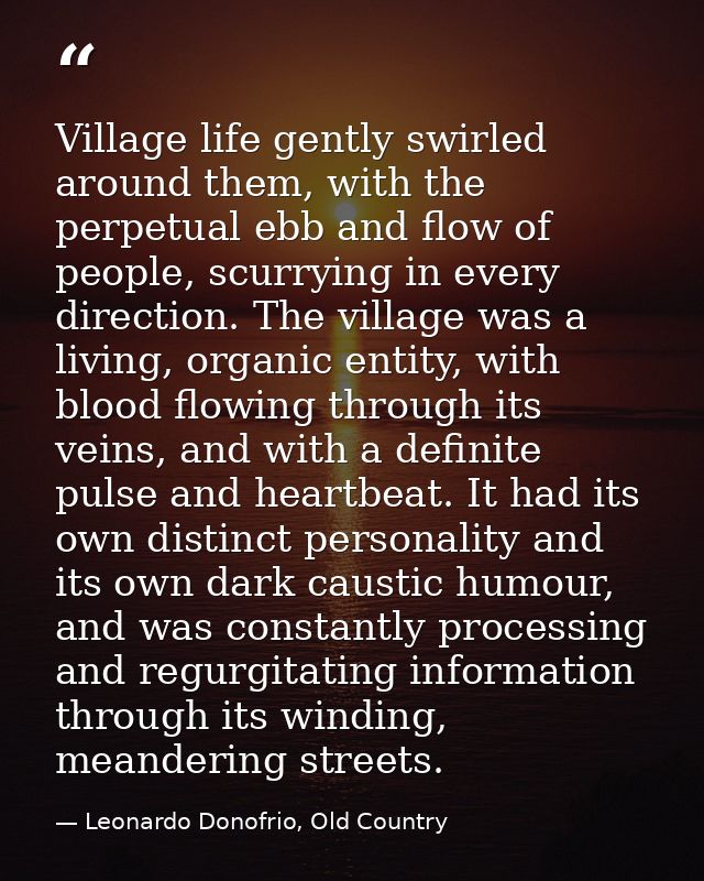 Village life gently swirled around them, with the perpetual ebb and flow of people, scurrying in every direction. The vi — Leonardo Donofrio, Old Country