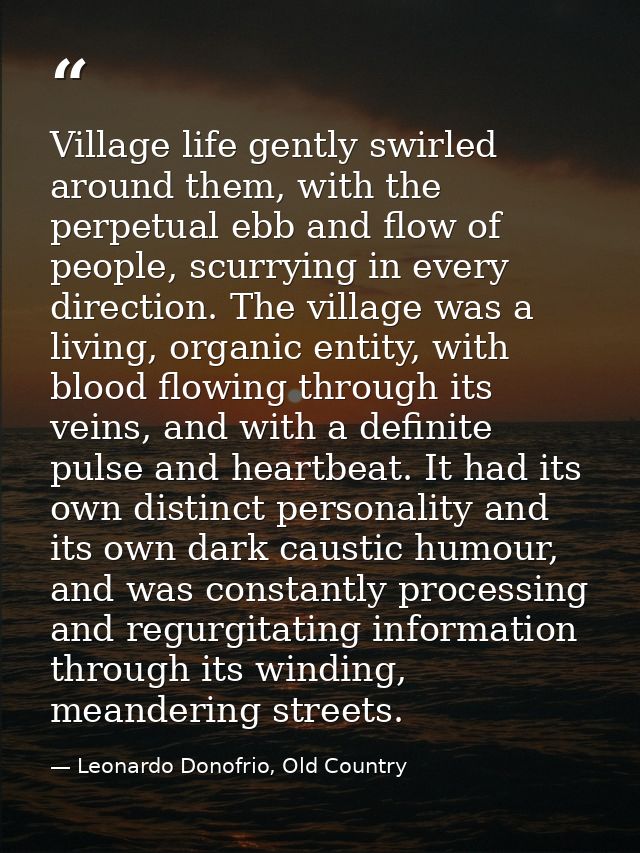 Village life gently swirled around them, with the perpetual ebb and flow of people, scurrying in every direction. The vi — Leonardo Donofrio, Old Country
