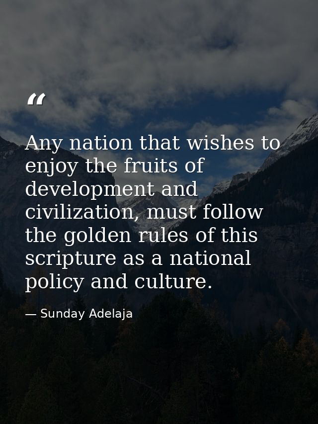 Any nation that wishes to enjoy the fruits of development and civilization, must follow the golden rules of this scriptu — Sunday Adelaja
