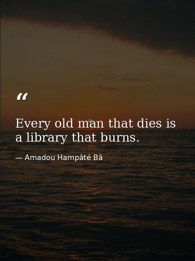 Every old man that dies is a library that burns. — Amadou Hampâté Bâ